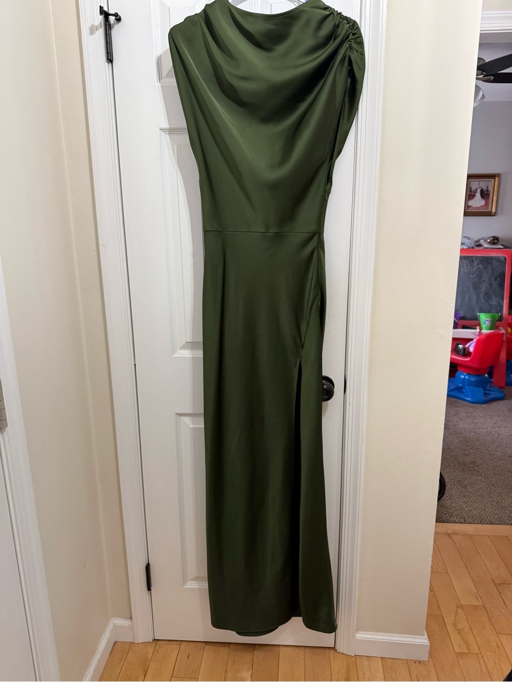 Lovers + Friends Olive Green Draped One-Shoulder Maxi Dress Revolve